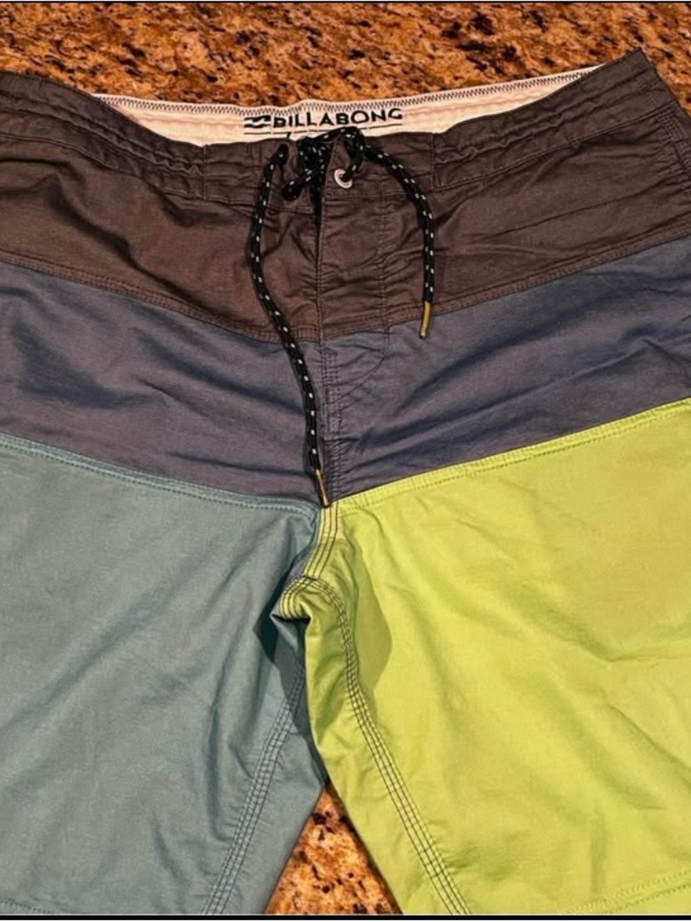 Billabong Men's Tri-Tone Boardshorts in Brown, Blue & Lime